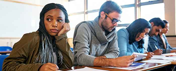 distracted student in class