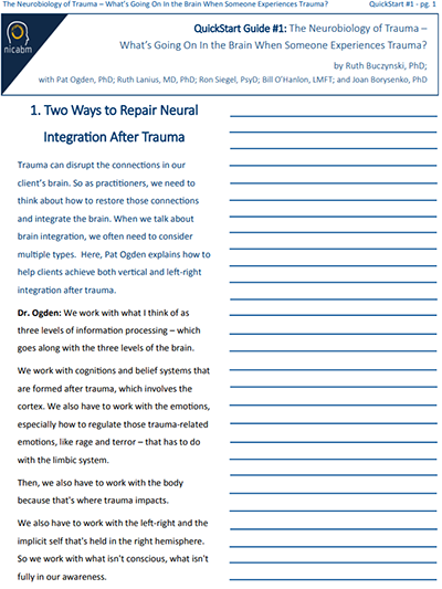 The Neurobiology of Trauma Quickstart Guide
