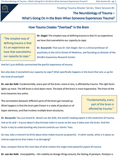 The Neurobiology of Trauma Transcript Sample