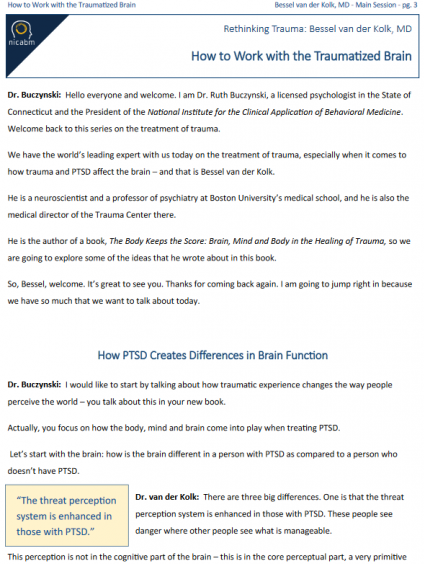 Transcript Sample for How to Work with the Traumatized Brain