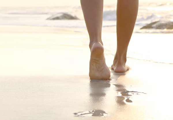 walking on the beach