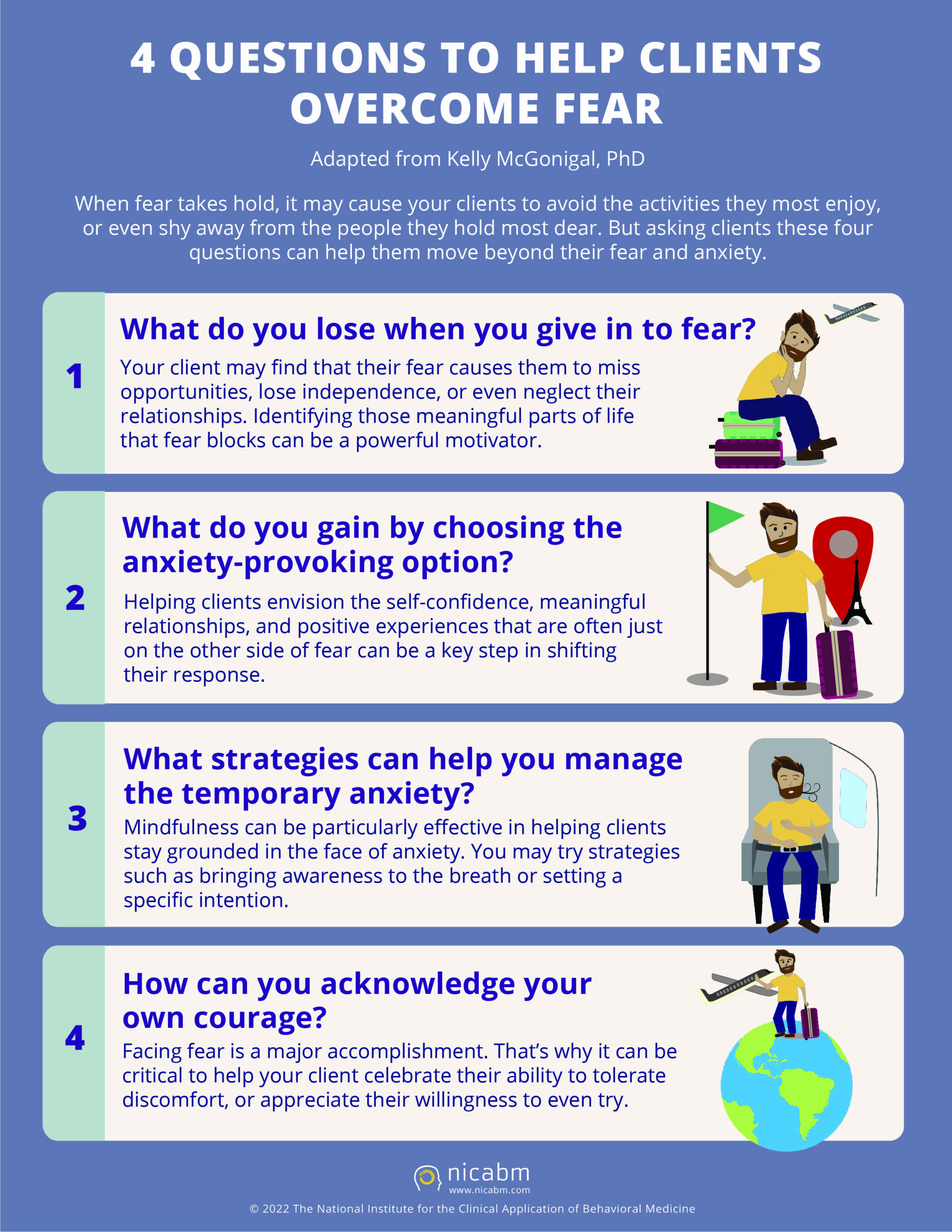 Four Questions to Help Clients Overcome Fear - NICABM Infographic