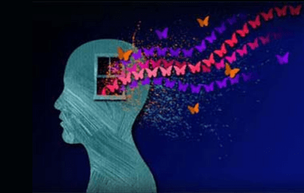 brain blossoming with butterflies