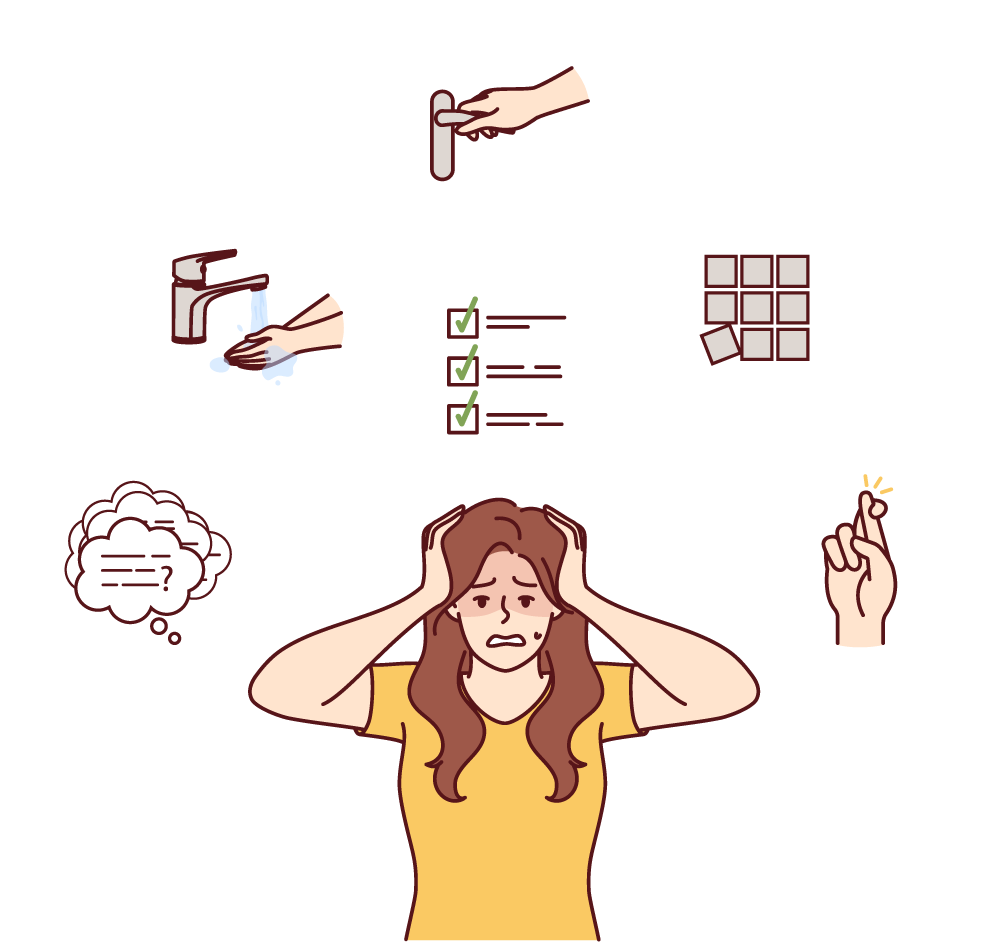 an obsessive man correcting a crooked ocd letter