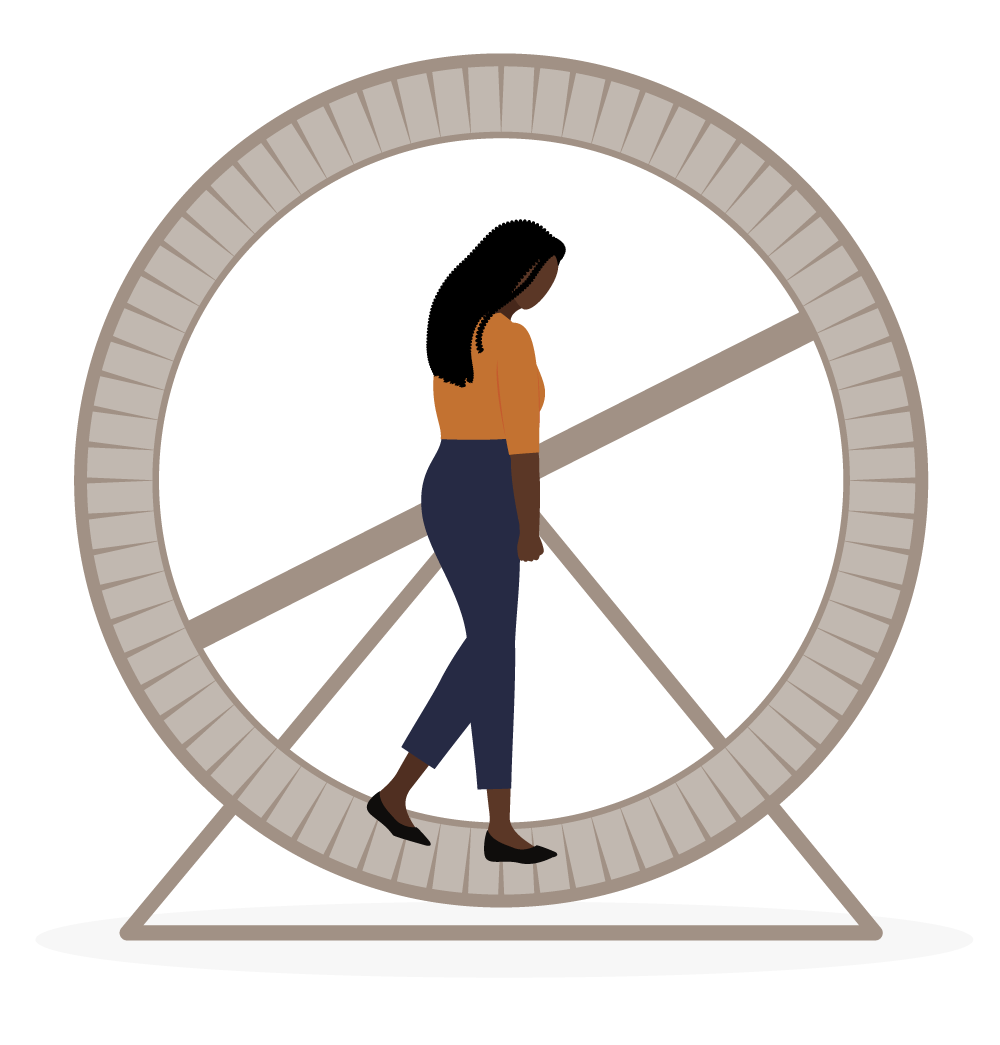 a woman in a hamster wheel