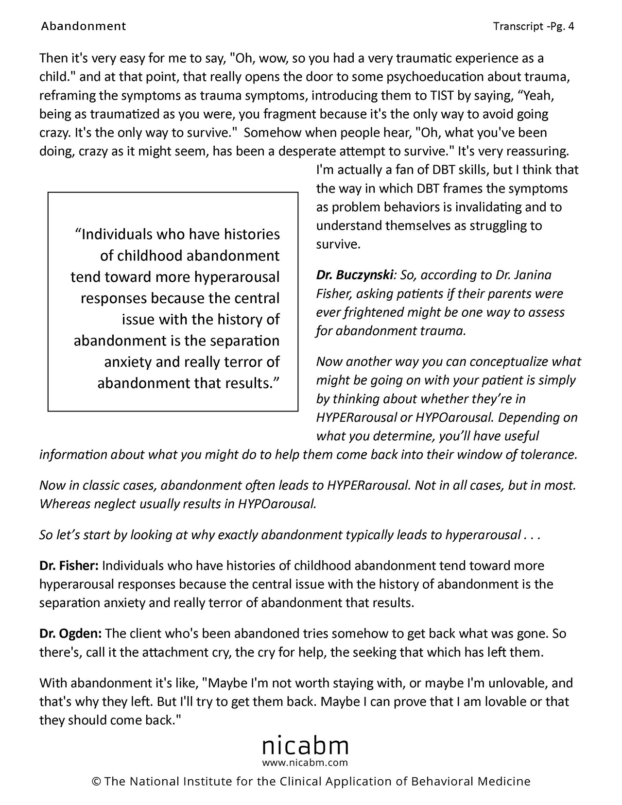 treating trauma transcript sample
