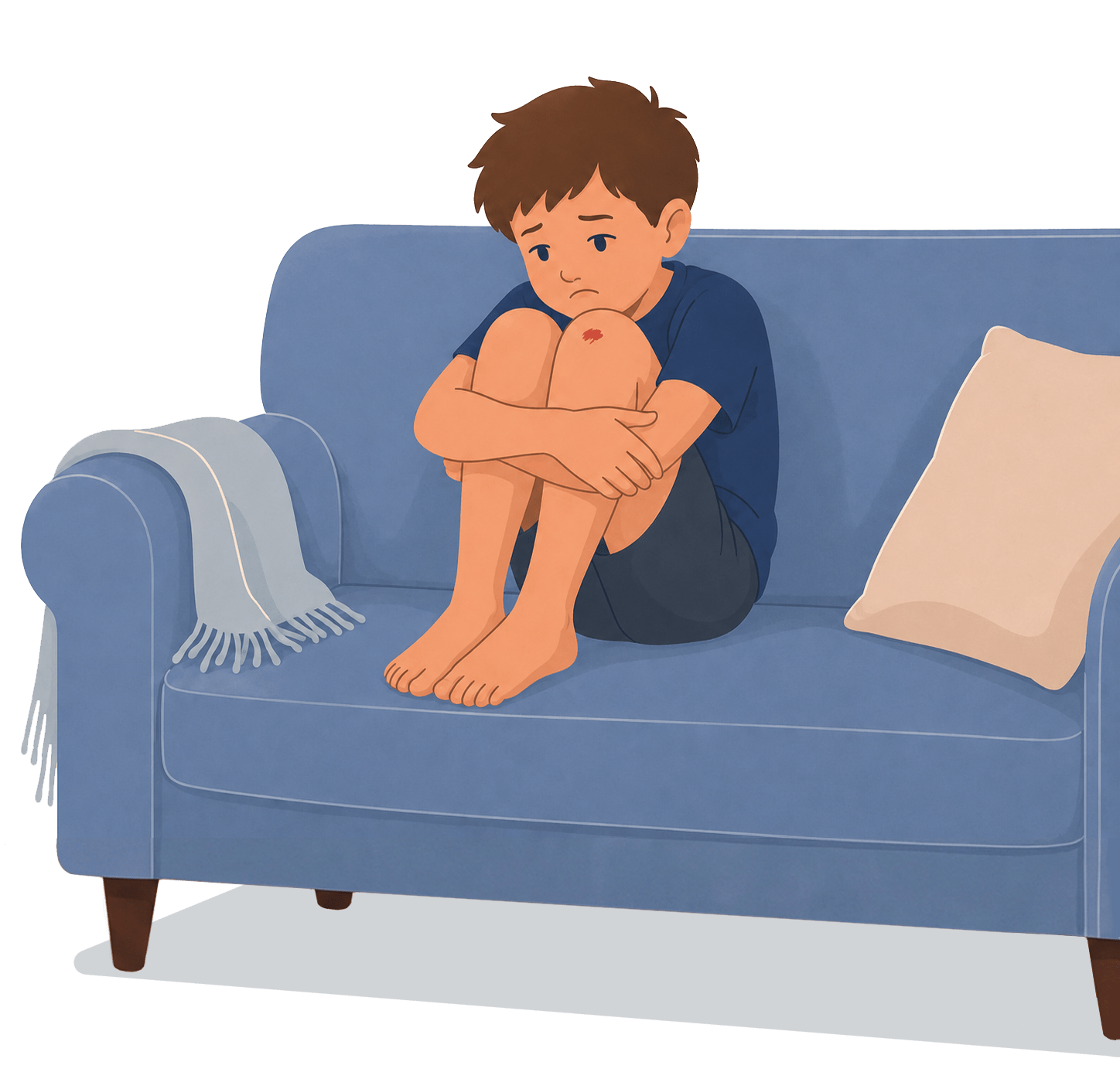 sad boy on a couch