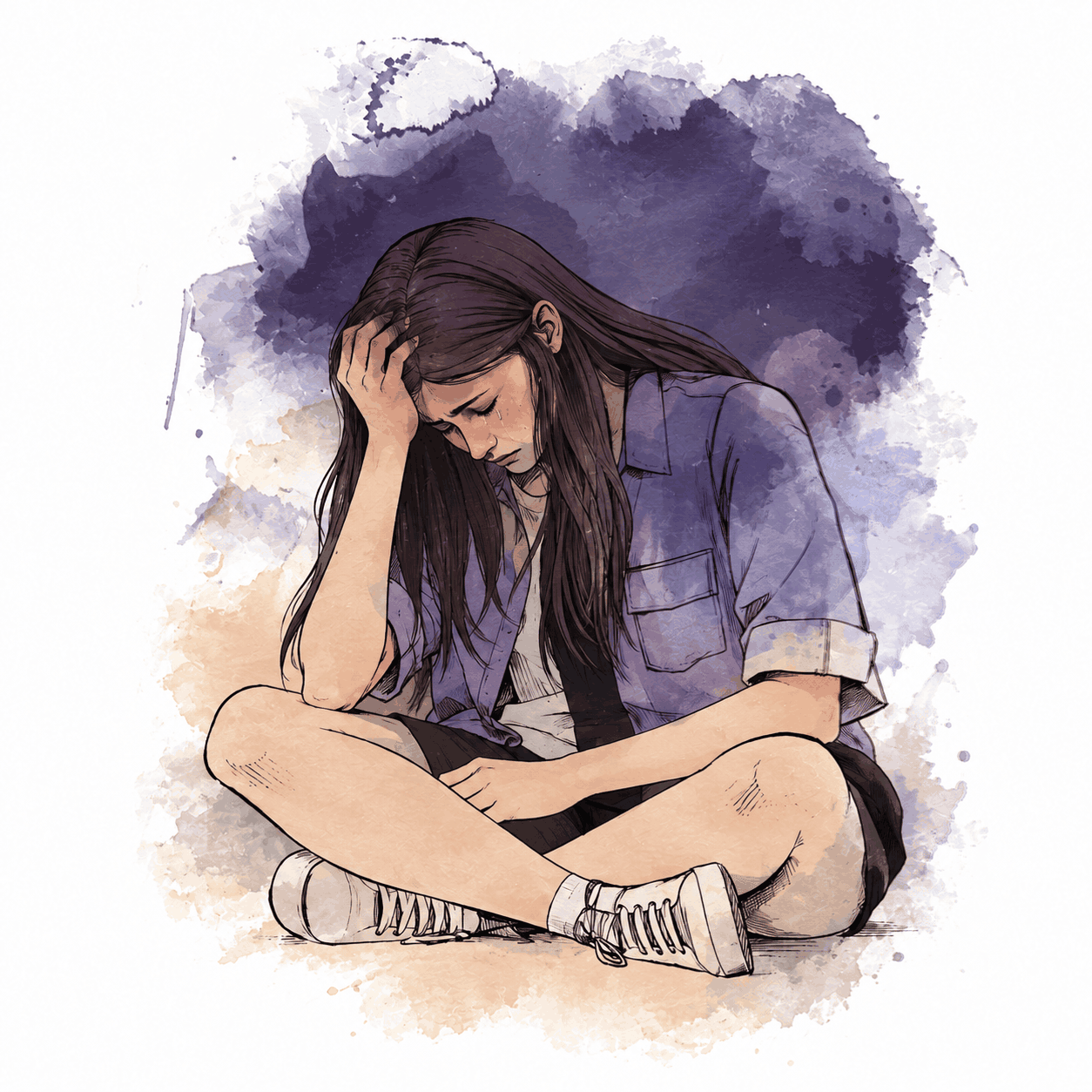 A girl in deep despair